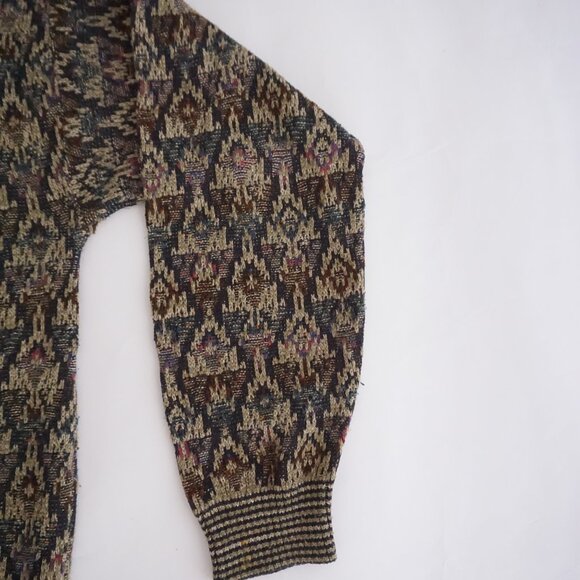 Vintage Jos A Bank Cotton Sweater Brown Multi Eclectic Grandpa Old Money XL - Picture 4 of 10